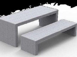 MESA CON BANCO GRIS LISO